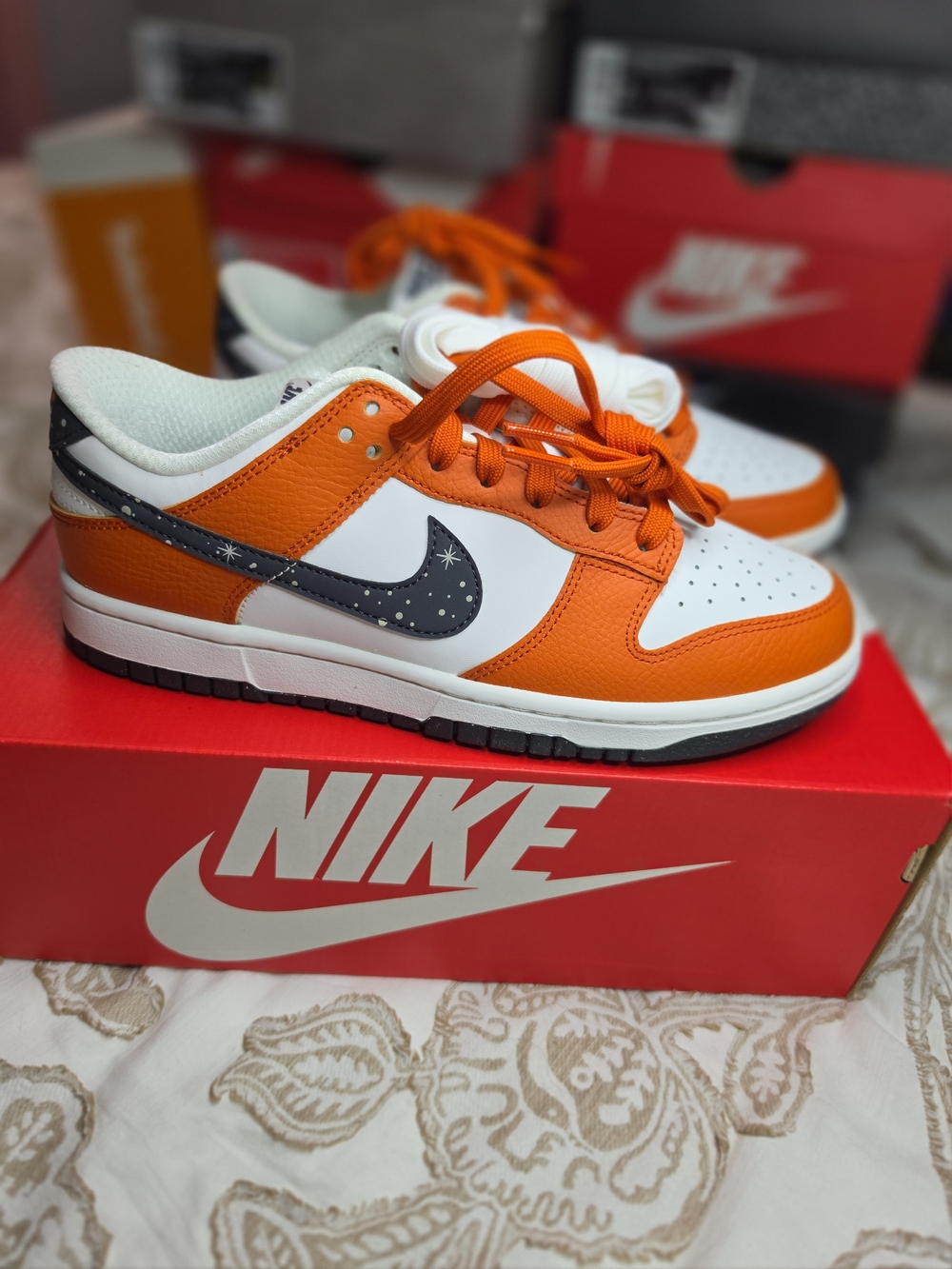 Nike Dunks Low "NIGHT SKY" Campfire Orange | Men's 7 Or Women's 8.5